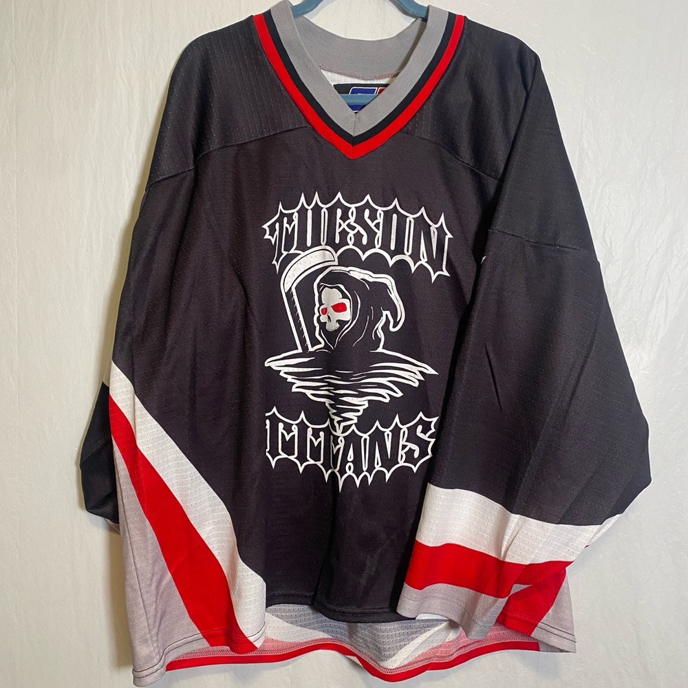 Black Hockey Jersey with Grim Reaper Design